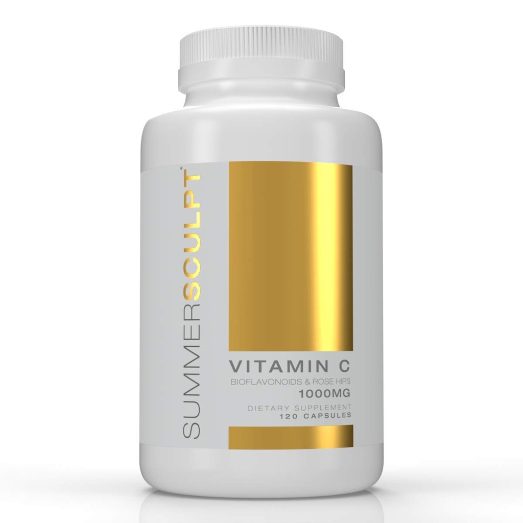 Vitamina C 1000 mg Soporte diario de inmunológico con rosas HIPS " Citrus Bioflavonoids Esquí sano " articulaciones con amortiguación No Acidic, 120 cápsulas