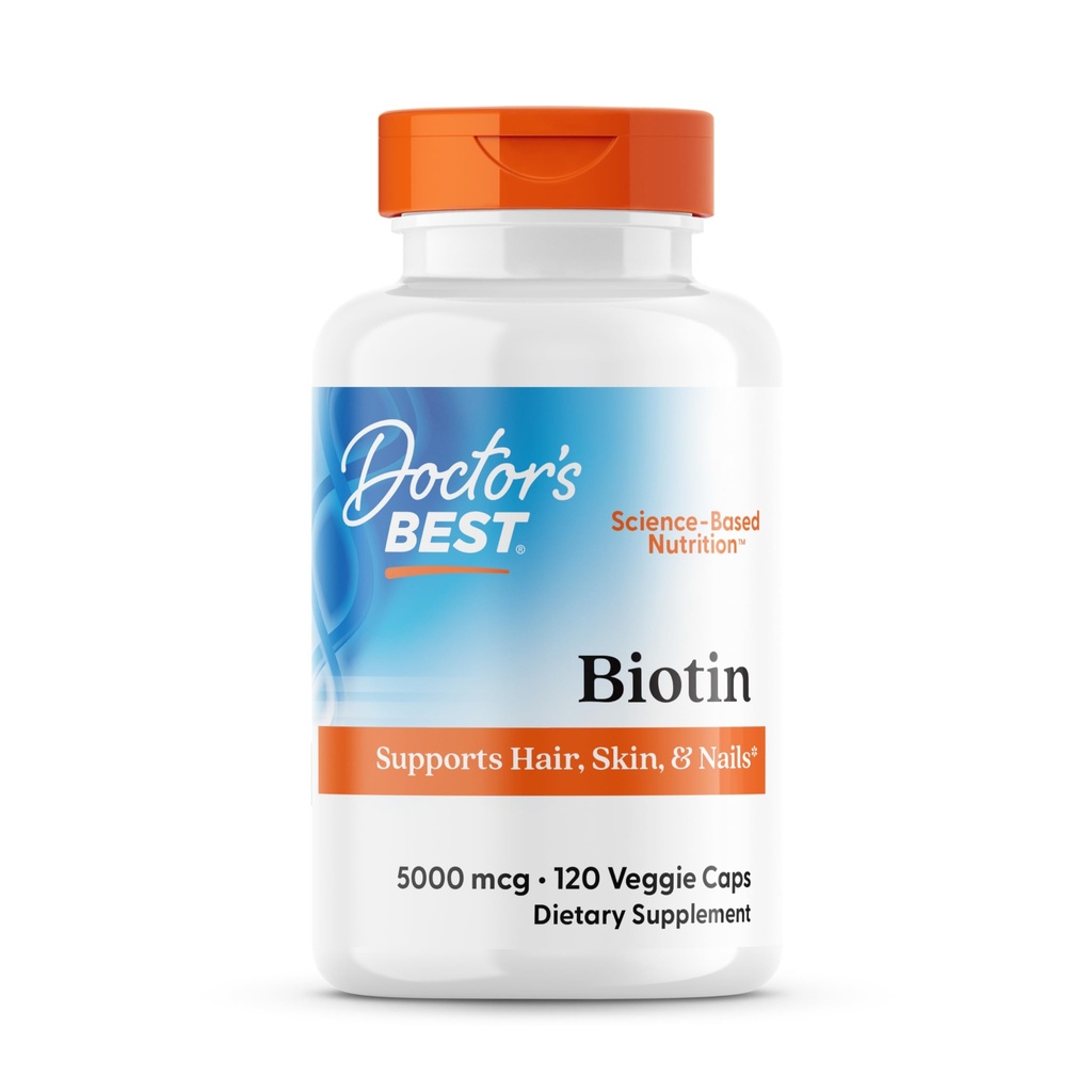 La mejor biotina del médico apoya el cabello, la piel, las uñas, la energía más alta, el sistema nervioso, no GMO, Vegan, Gluten Gratis, 120 Conde