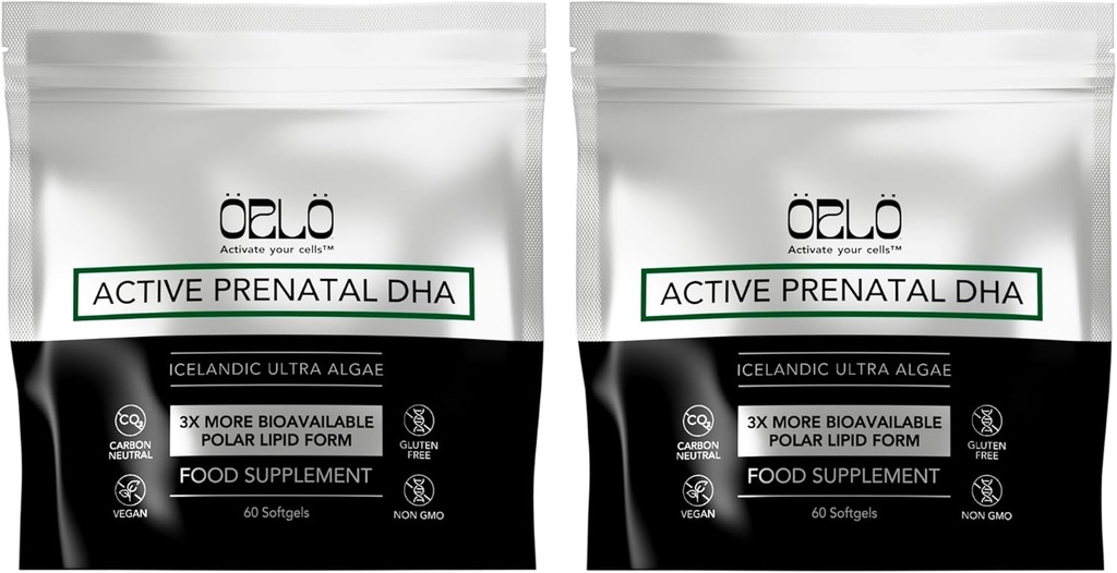Orlo PRENATAL DHA - Prenatal DHA Omega 3 Suplemento - Triple Fuerza Omega3s - Vegan DHA & EPA Algae Omega-3 Oil - apoya el desarrollo del cerebro durante el embarazo y la lactancia (120 Mini Softgels)