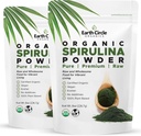 Círculo de la Tierra Orgánicas Spirulina Powder, Kosher, Raw y No-Irradiated ¦ Pure Vegan Protein ← Premium Energy Superfood, High in Amino Acids and Antioxidants - (8oz - 2Pack)