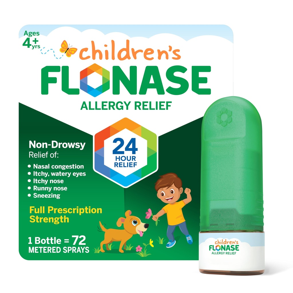 Flonase Alivio de la Alergia Infantil Nasal Spray, 24 horas Alivio Multi-Síntoma no Domido – 72 radios