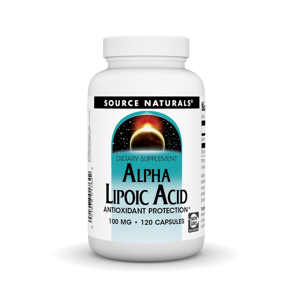 Fuente Naturales Ácido Lipoico alfa 100 mg Apoyo Metabolismo Sugar saludable, Función del hígado & Generación de energía - 120 cápsulas