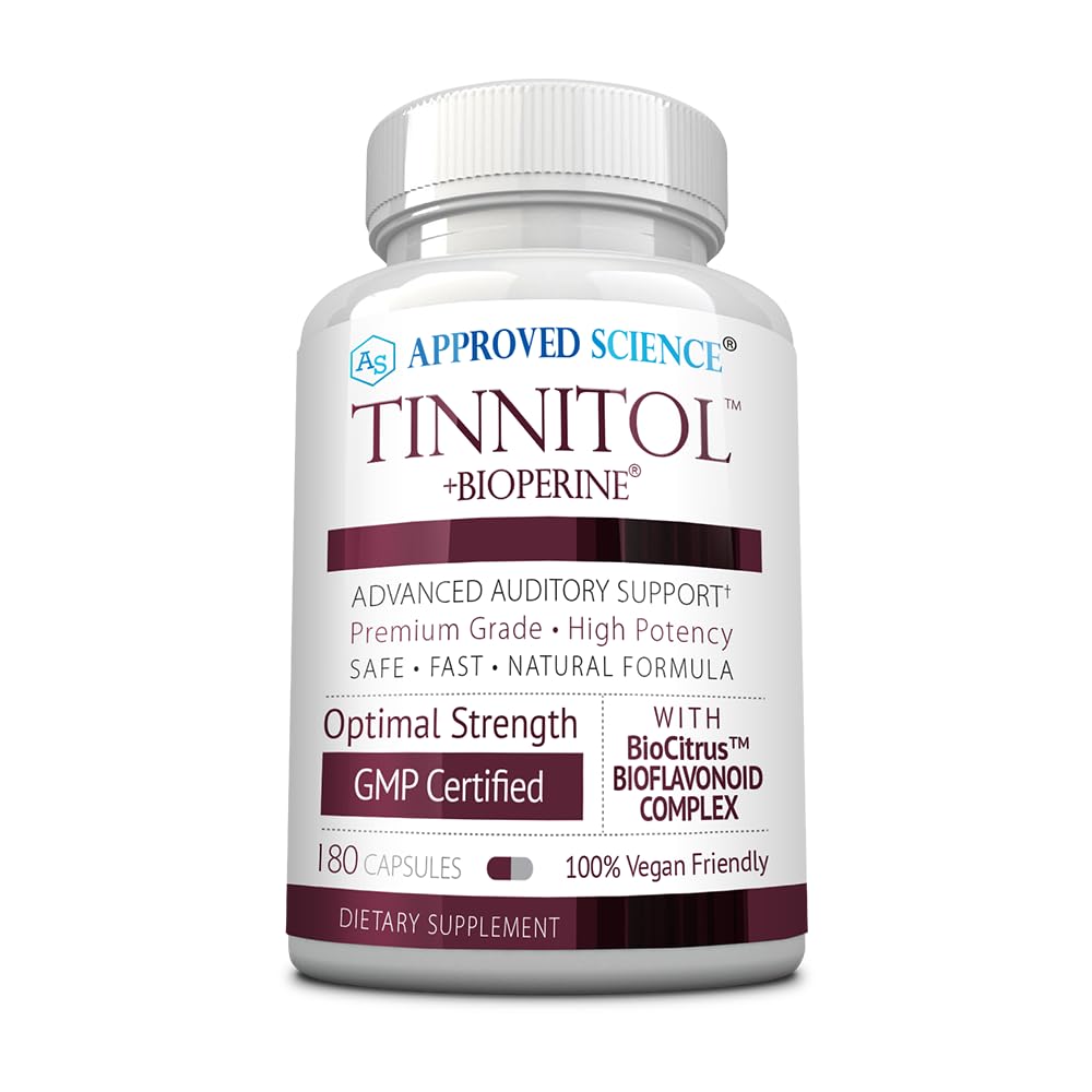Tinitol de ciencia aprobado - Suplemento de soporte de Tinnitus - Anillo de grasa en los oídos - Boost Inner Ear Health - 1 Botella - 3 Month Supply - Made in the USA