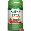 La verdad de la naturaleza Vegan Omega 3679 Gummies Silencio 50 Conde Silencio Peach Flavor ← No Gluten Suplemento Libre