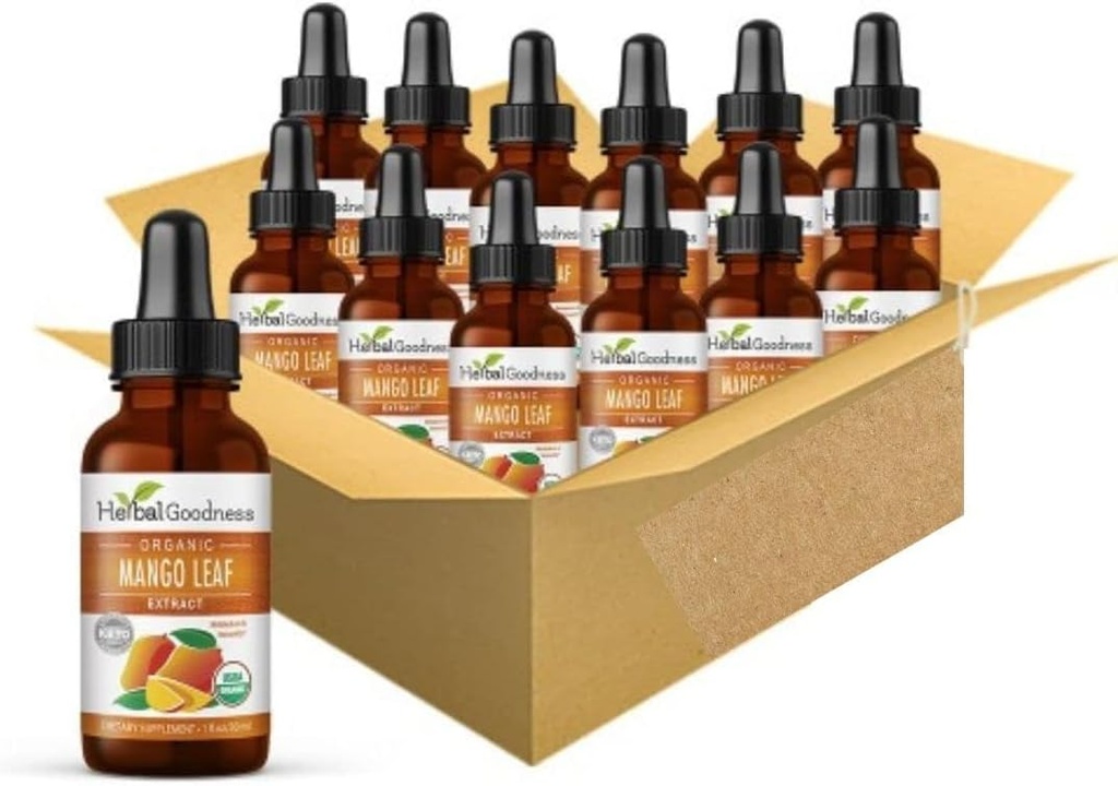 Herbal Goodness Mango deja Extracto Orgánica - Mangifera Indica - Metabolismo, Gut, Inmunity, Digestive Support, General Wellness - 12(1oz) btls - Kosher - Made in The USA
