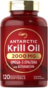 Carlyle Antártico Krill Oil 2000mg TEN 120 Softgels TEN Omega-3 EPA, DHA, con Astaxanthin Suplemento Fuente de Red Krill ANTE Maximum Strength ANTE Laboratorio Testado