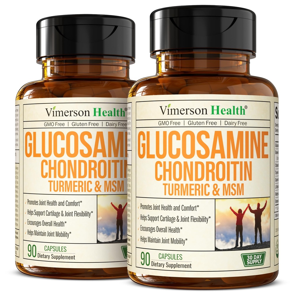 Glucosamina Chondroitin MSM – Suplemento de Apoyo Conjunto para Mujeres y Hombres con Sulfato de Glucosamina 1500 mg, Condroitina y MSM – para el cartílago, salud conjunta y flexibilidad – 2 Pack