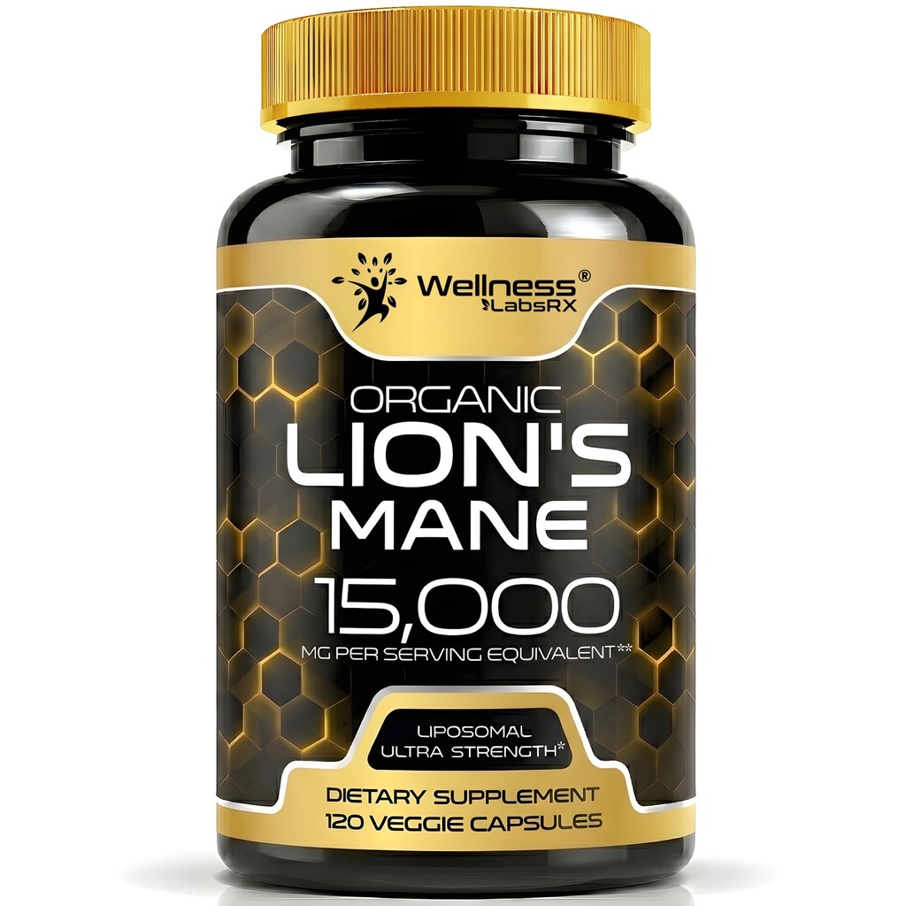 Lions Mane Suplemento cápsulas - 120 Conde - Suplemento de setas, Suplementos de cerebro para memoria y foco, Capseles de seno de león orgánico - Apoyo cognitivo e inmunitario, Suplemento de enfoque