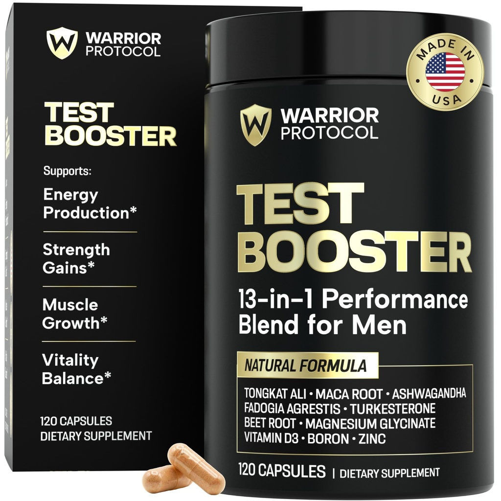 WARRIOR PROTOCOL Boosterona de testosterona para hombres -Testosterona Suplemento para hombres con Ashwagandha & Tongkat Ali ¦ Crecimiento muscular, Libido, Stamina & Strength Support