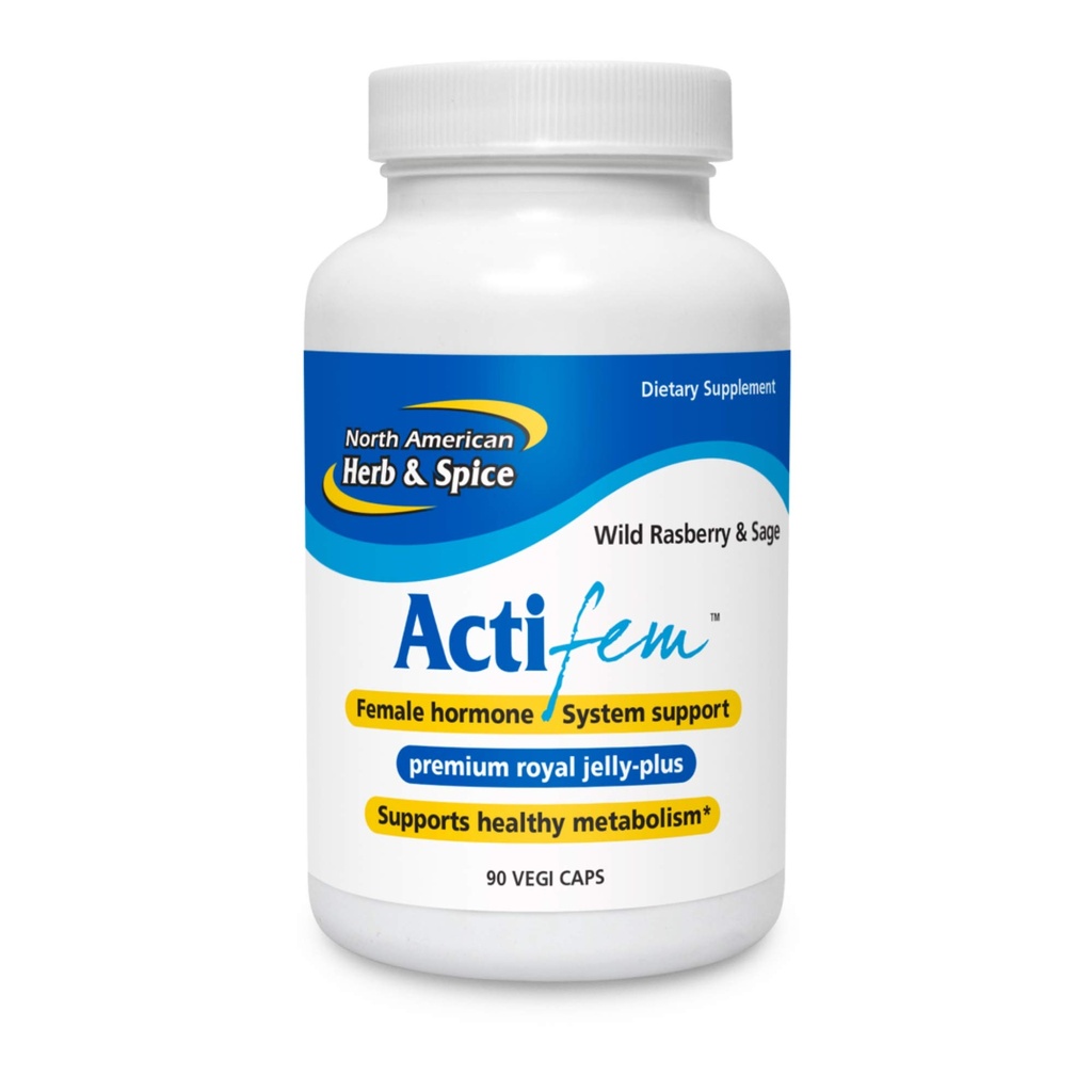 NORTH AMERICAN HERB &amp; SPICE ActiFEM - 90 Capsules - Apoya el equilibrio hormonal para las mujeres, el metabolismo " Mood - Royal Jelly, Wild Atlantic Kelp, Fennel - Non-GMO - 90 Total Servings