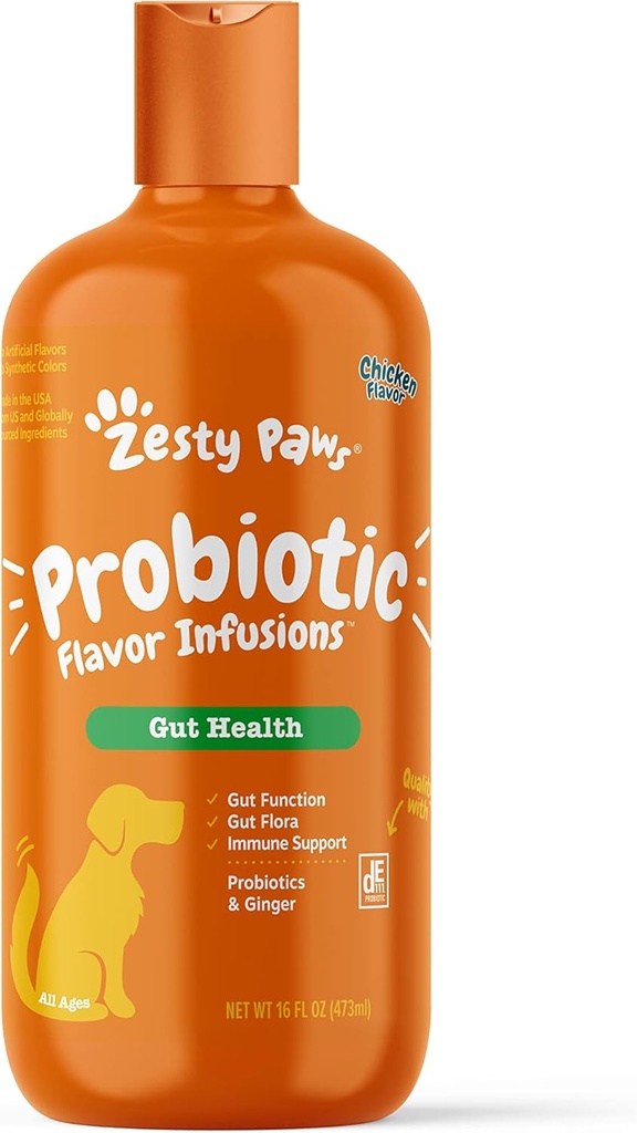 Zesty Paws Probiotic Flavor Infusions for Dogs – 500 Millones de CFU de Probióticos para Gut Health & Flora – Apoyo Immune System - Chicken Flavor
