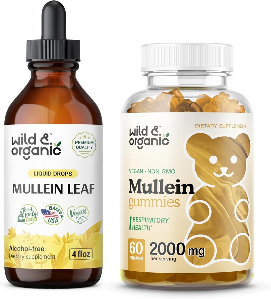 Wild & Organic Mullein Tincture 4 fl oz & Mullein Gummies 60 Conde