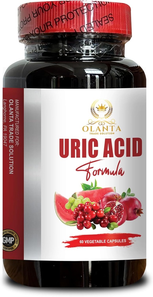 URIC Acid Support - Urinary Tract Support with Cranberry, Chanca Piedra, Tart Cherry, Uric Acid Support Capsules, Herbal Blend - 1 Bottle 60 Capsules
