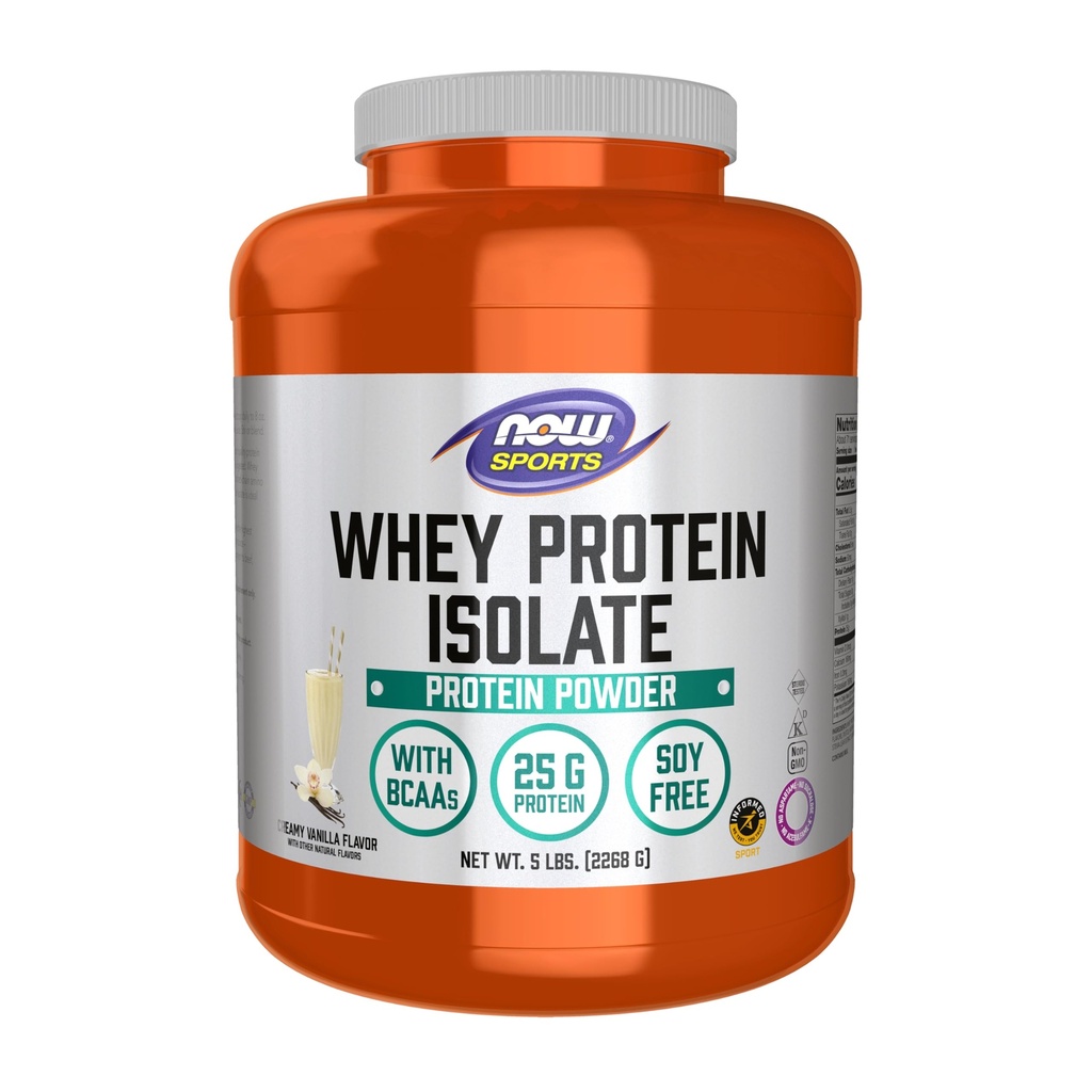 AHORA Foods Sports Nutrition, Whey Protein Isolate, 25 g Con BCAAs, Creamy Vanilla Powder, 5 libras