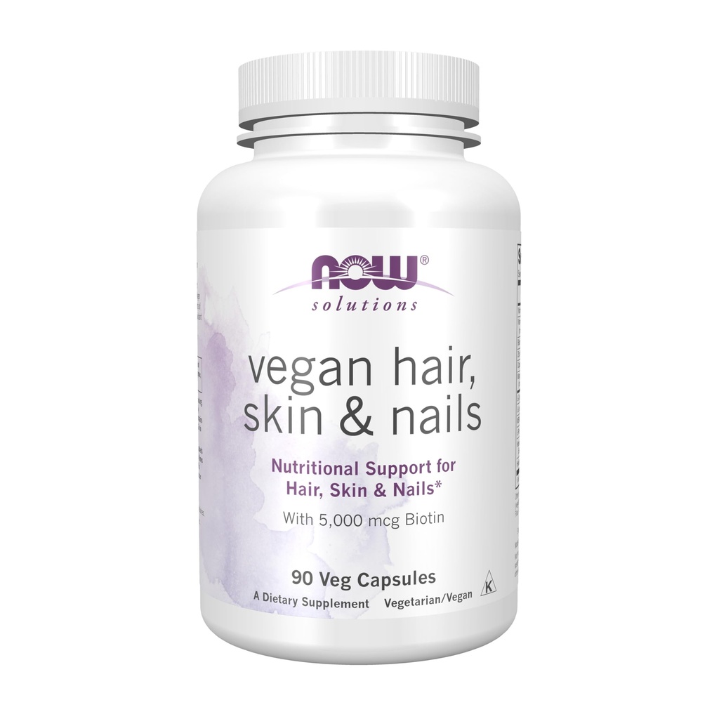 Soluciones alimentarias, cabello vegano, uñas de piel, soporte nutricional con 5000 mcg Biotina, 90 cápsulas de verduras