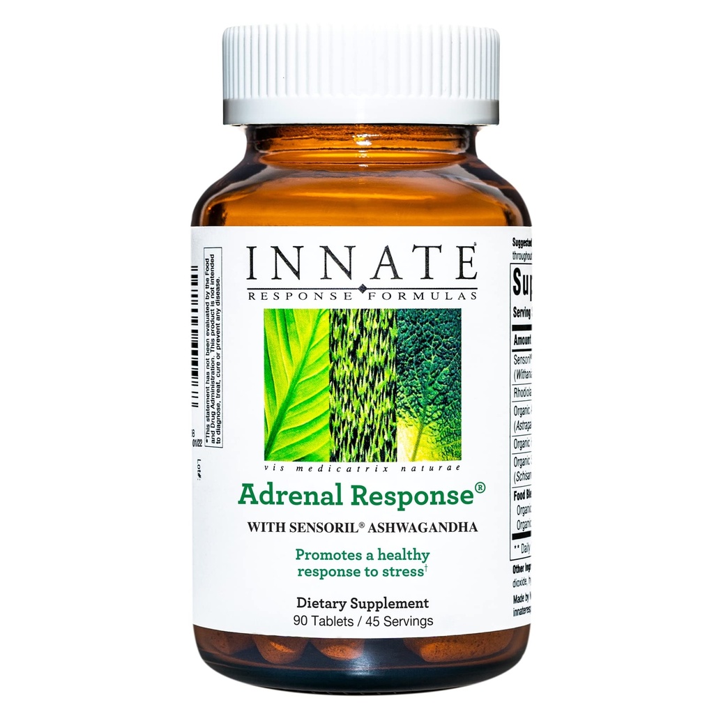 Fórmulas de Respuesta INNATE - Suplemento Herbal de Respuesta Adrenal - Con Ashwagandha - promueve la respuesta óptima al estrés - No GMO, Vegetariano y Sin 9 Alérgenos Alimentarios - 90 Tablets (45 Servimientos)