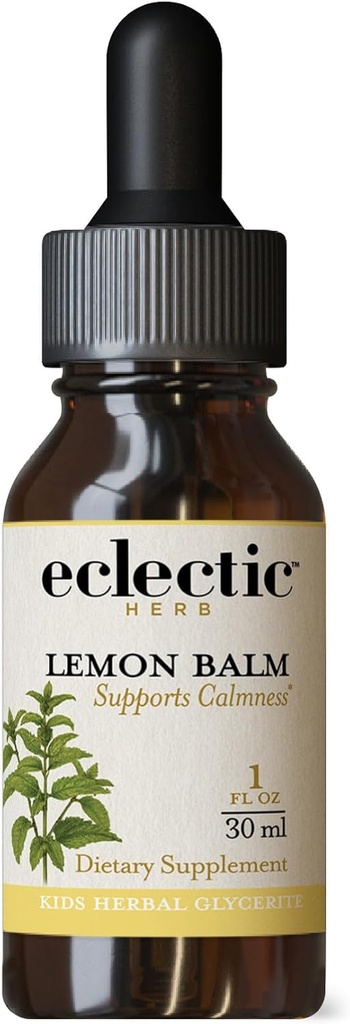 Eclectic Institute Kids Herbs Lemon Balm, Lemon Flavor tóxico Calming y Nervous System Support Silencio 1 fl oz (30 ml)