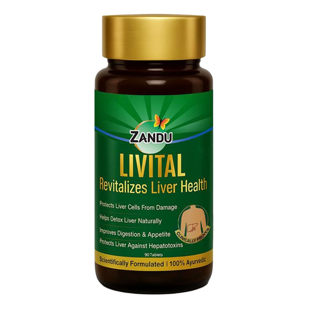 Zandu Livital Tablets, 100% Ingredientes ayurvédicos, protege el hígado contra varias hepatotoxinas sometidas Beneficial in Fatty Liver vidas mejora la digestión y la apetición " Ayudas en el hígado Detox