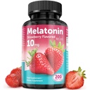 Melatonina Tabletas - 10 mg Suplemento dietético - Flavorado de fresa - 200 tabletas Vegan - por NextGenU