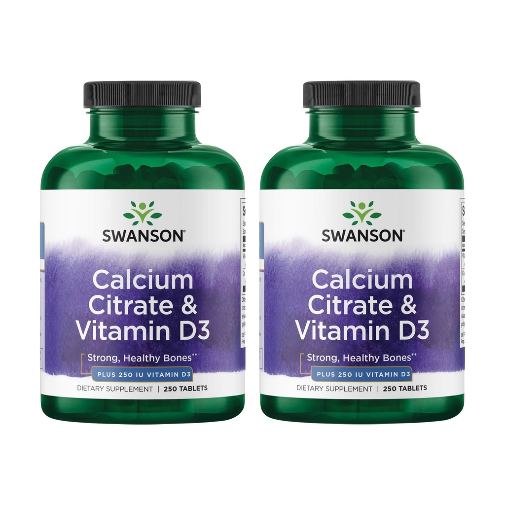 Citrato de calcio Swanson y vitamina D3 250 Tabs (2 Pack)