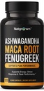Natgrown Ashwagandha Maca Root Fenugreek Extract Capsules Suplemento para Hombres &amp; Mujeres - Píldoras Veganas - (120 Conde)