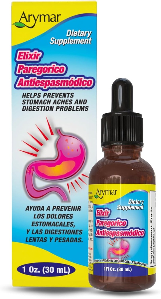 Arymar Elixir Paregorico Antiespasmodico - Apoyo Digestivo Suplemento - 1 oz
