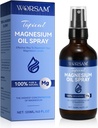Aceite de Magnesio para Pies (4 fl oz), Espray de Magnesio, 100% Puro & Orgánica Natural Cloruro Aceite de Cristal Botella, Aceite de Espray de Magnesio Topical para Pies, Fácil de Usar 120ml