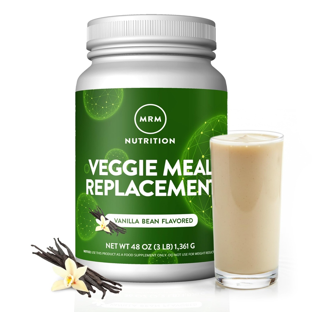 MRM Nutrición Veggie Meal Reemplazo Protein ← Vanilla Bean Flavored tención 22g proteína basada en plantas completas Silencio Meal on the-the-go ← Hambre mediate 