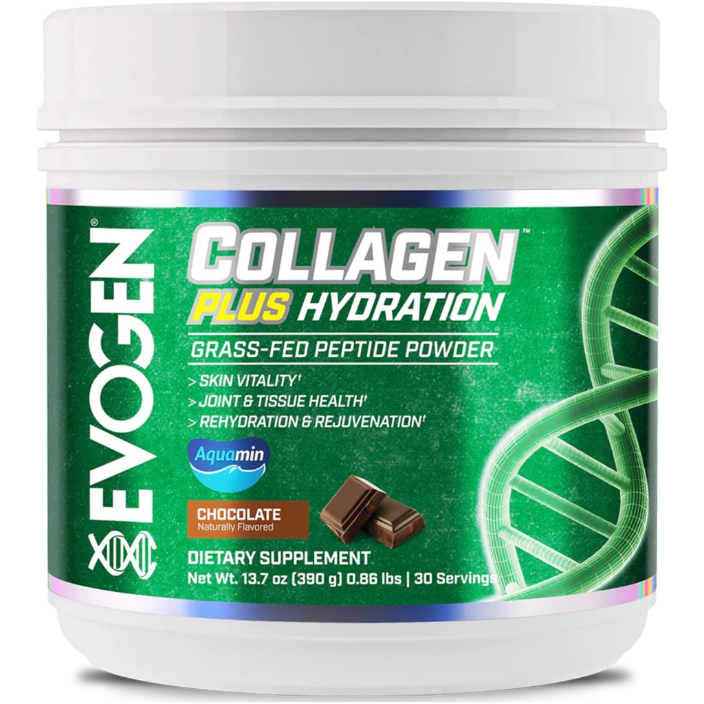 Evogen Collagen Plus Hydration - Grass-Fed Collagen for Women &amp; Hombres Silencio Collagen Peptides Powder  Collagen Powder Supporting Skin Vitality, Hydration, Joint & Tissue Health TEN Chocolate ANTE 30 Servings