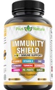 9-en-1 Apoyo inmunológico Vitamina C (1000mg), Vitamina D3 (5000 UI), Zinc(22mg) con Elderberry, Turmeric, Echinacea, Ginger, Ajo y Pre+Pro-Biotic per Serving (120 caps per Bottle - 2 Month Supply)