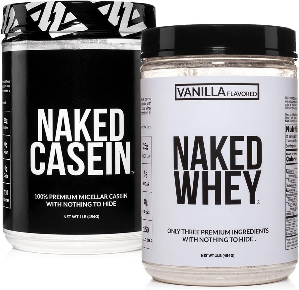 NAKED Grass Fed Protein Bundle: 1LB Casein y 1LB Vanilla Whey