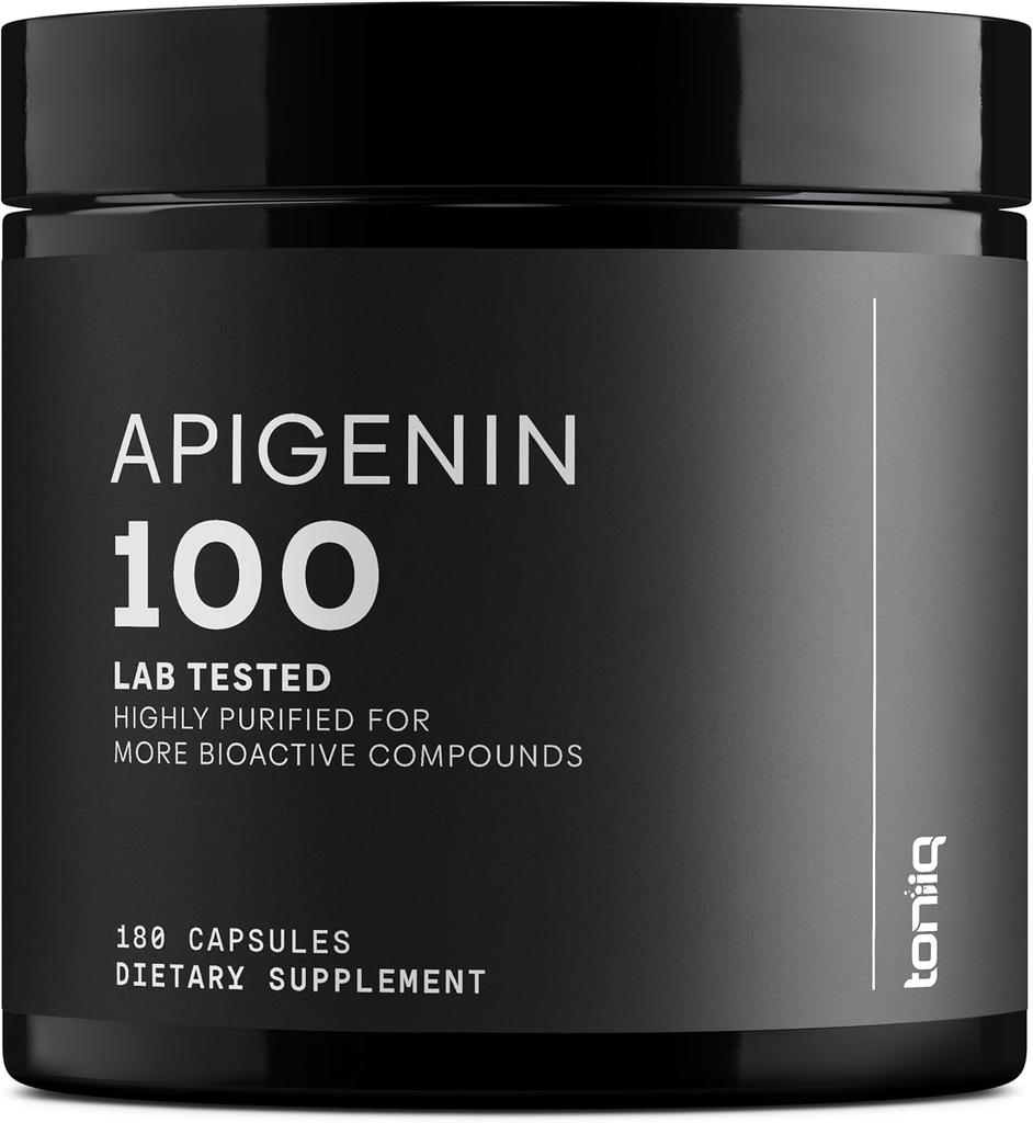 Toniiq Ultra High Strength Apigenin - 100 mg de Fórmula concentrada - 98% + altamente purificado - 180 cápsulas vegetarianas