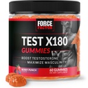 Force Factor Test X180 Gummies Testosterone Booster for Men with Tongkat Ali, Horny Goat Weed, Tribulus Terrestris, Fenugreek, & Black Maca, Testosterone Supplement for Men, Berry Punch, 60 Gummies
