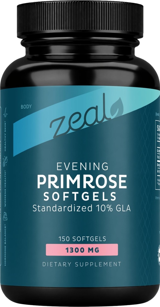 Pasteles de aceite Primrose de la tarde (150 Softgels líquidos Ø 1300mg) Aceite Premium de la noche – Suplemento de apoyo hormonal natural para mujeres - Cold Presionado w 10% GLA