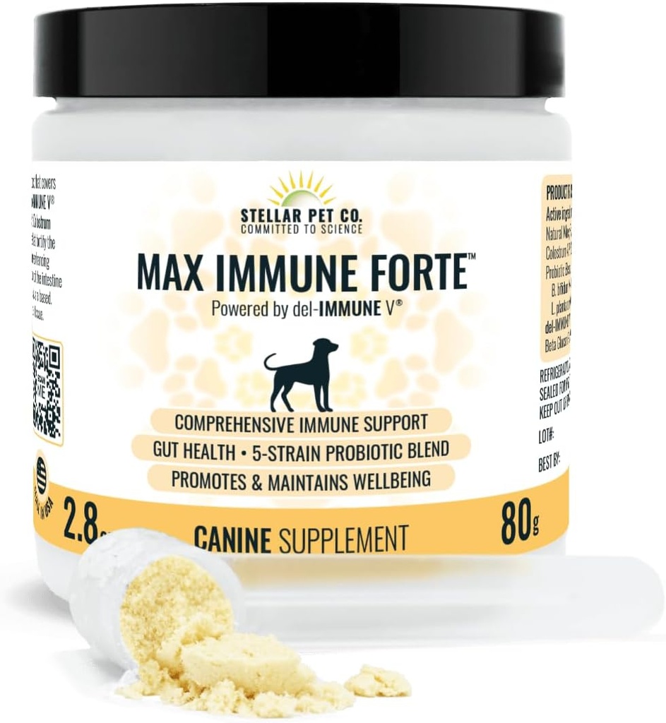 Stellar Biotics for Pets - Max Immune ForteTM for Dogs (Powered by del-Immune V) - Proporciona soporte integral para inmunes ¦ mejora la digestión ← promueve y mantiene el bienestar del perro