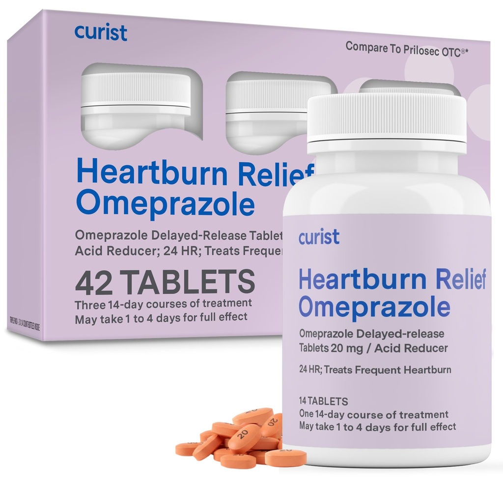 Curist Omeprazole 20mg Tablets - 42 Conde Tablas de liberación retardada - Medicina de reflujo ácido para el alivio de acidez