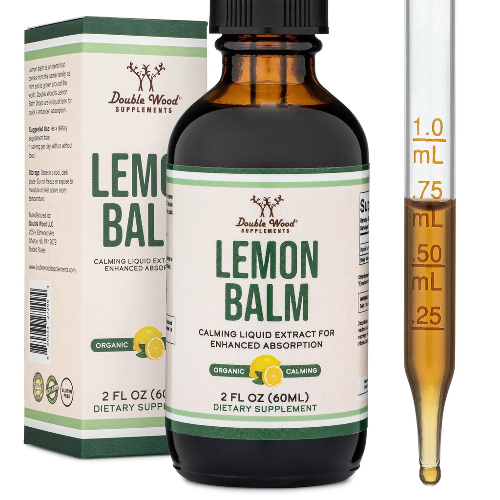 Suplementos de madera doble Tintura de limón orgánico - para la digestión " Relajación 590mg - 2FL OZ, 120 Serviciones (Mejor Absorbed Than Capsules, Grande para té de limón)