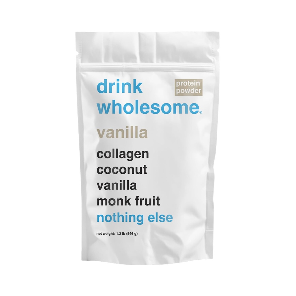 bebida sana Vainilla Collagen Protein Powder Silencio para Sensitive Stomachs ← Gut Friendly Silencio Additivo &amp; Dairy Free Silencio Sin Sweeteners artificiales ← No Bloating, Farts o Gas Silencio No Constipation or Diarrhea