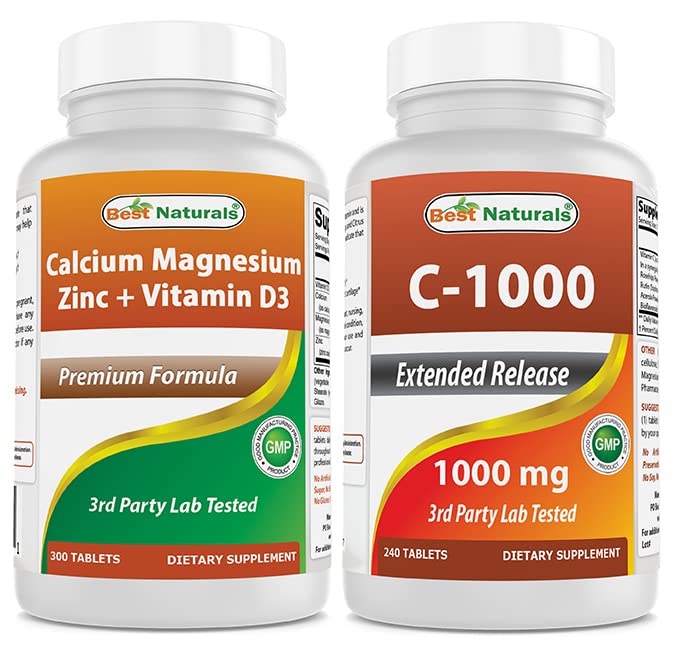 Mejores Naturales Cal Mag Zinc con vitamina D3 &amp; vitamina C 1000 mg