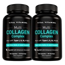 Vitaminas Vitales Píldoras multi colágeno para Hombres (2-Pack) - Péptidos de colágeno hidrolizado - Tipo I, II, III, V, X - Grass Fed, Non-GMO
