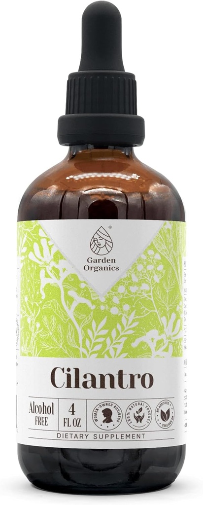 Cilantro Extracto de Tintura Natural Libre de Alcohol, Booster del Sistema Inmunitario, Tiradas Líquidas Hecho de hoja seca 100% Cilantro (4 fl oz)