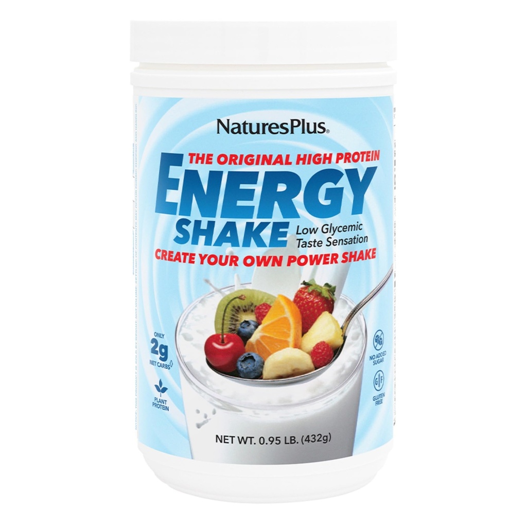 NaturesPlus Energy Shake - 0.95 lb - 16 Grams of Plant-Based Protein Por Serving - Contiene Digestion-Supporting Enzymes - No Añadido Sugar - Non-GMO, Vegetarian, Gluten Gratis - 16 Servings