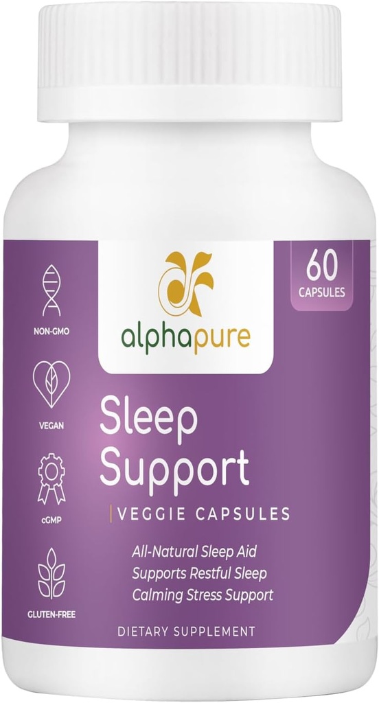 Suplemento de sueño con Melatonina, Ashwagandha, L-Theanine & Herbs - 60 cápsulas