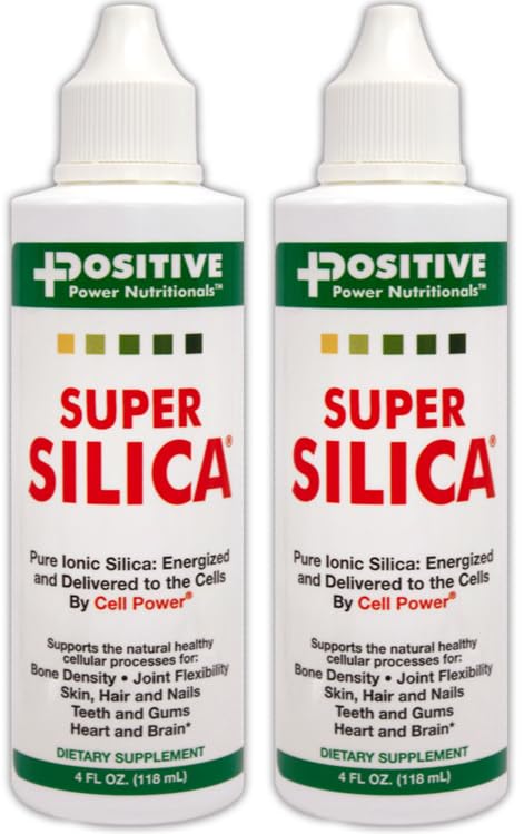 Concentrado líquido Super Silica, 4 oz. Botella (Pack of 2) -La absorción más alta, la producción de colagen, soporta la densidad sana de los huesos, flexibilidad conjunta, pelo de piel y uñas, -4 oz. Hace más de 68 litros