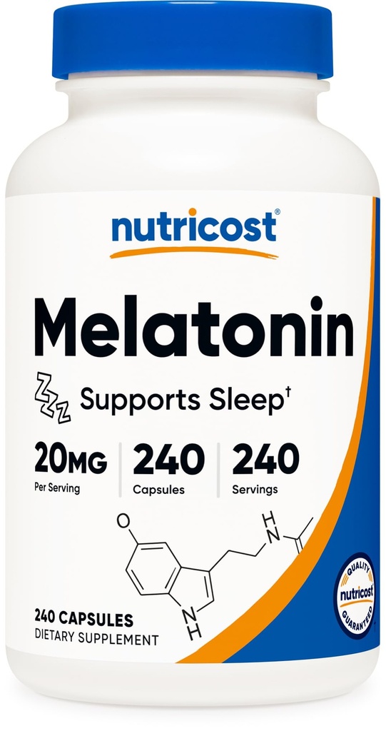Nutricost Melatonin 20mg, 240 cápsulas, sin gluten