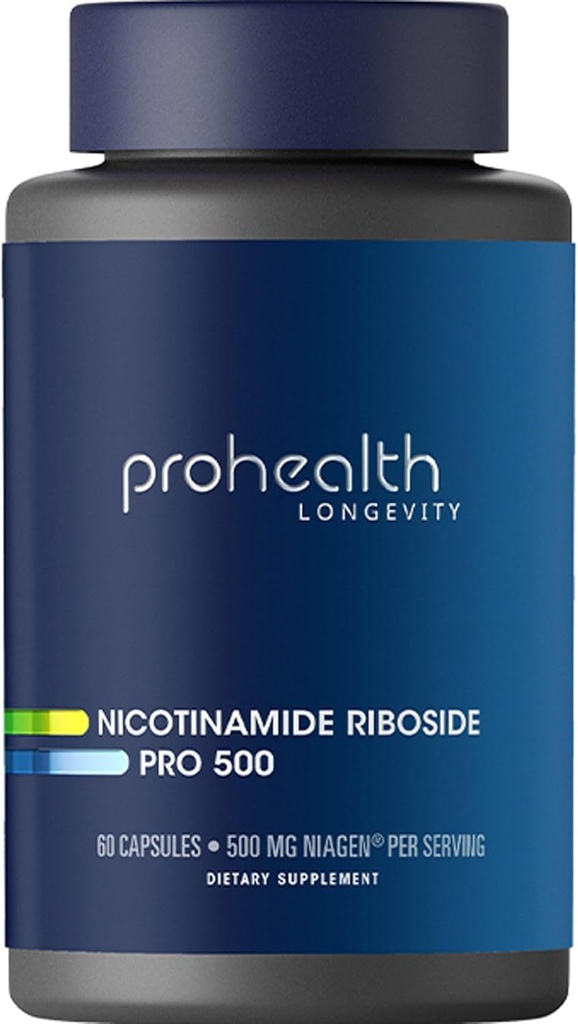 ProHealth Nicotinamide Riboside Pro 500. Patented NR Niagen 500mg Plus 250mg TMG. NAD+ Suplemento Boosts NAD+. Suplemento NR Provenido en 300 Estudios. 30 Servicios