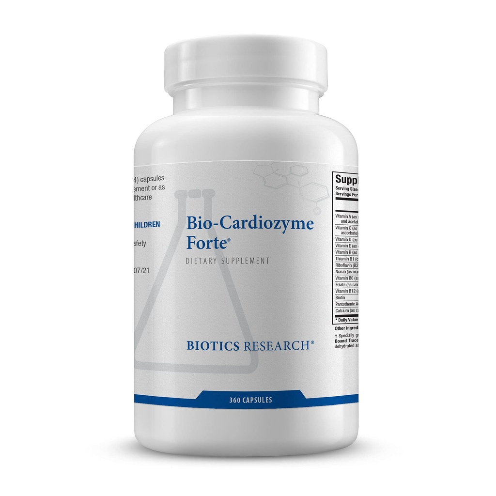 Biotics Research Bio Cardiozyme Forte Healthy Heart Multivitamin, Broad Spectrum Formulation Diseñado para apoyar la salud y la función cardiovasculares, potente antioxidante Soporte 360 cápsulas