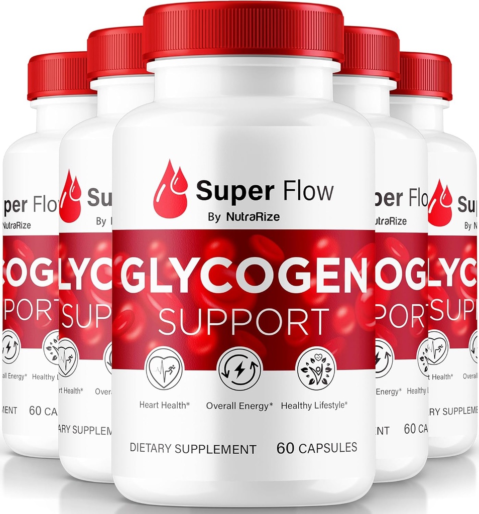 (5 Pack) Super Flow Glycogen, SuperFlow Glycogen Support Capsules, Super Flow Glyco Optimizer, SuperFlow Glyco Optimiser Caps, Super Flow Detox Cleanse, Super Flow Glycol (300 cápsulas)