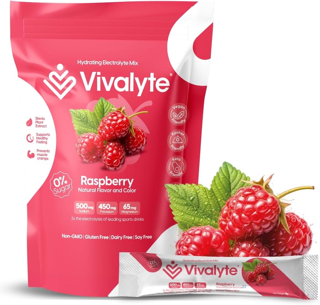 Electrolyte Powder No Sugar Stevia Sweetened 100% Natural Hydration Packets - 20 Conde peru Sodium, Potassium Citrate &amp; Magnesium L-Threonate (5.64, Raspberry)