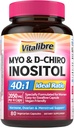 Suplemento de Inositol, Myo-Inositol " D-Chiro Inositol Suplementos de fertilidad para mujeres, 40:1 Relación ideal, equilibrio hormonal y apoyo ovárico, 80 cápsulas veganos